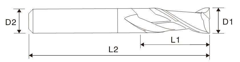 Fresa de extremo de 2 filos EMT01 (longitud regular)