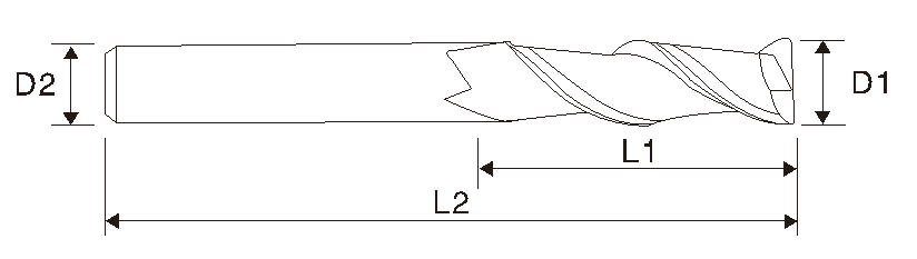 Fresa de extremo de 2 filos EMT10 (para aluminio)