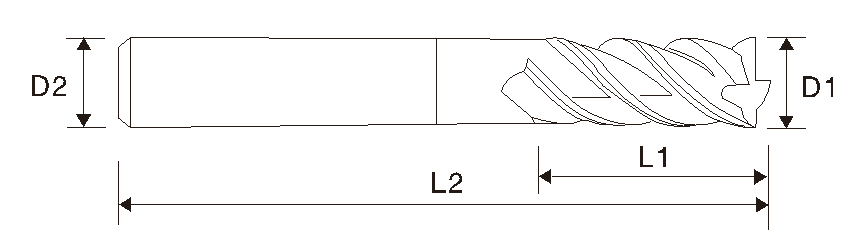 Fresa de extremo cuadrado de 4 filos EMT11 (para acero inoxidable)