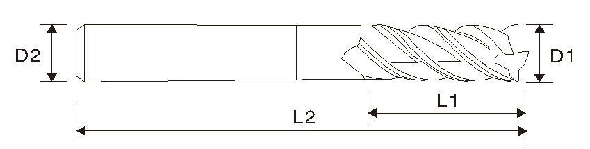 Fresa de extremo de 4 filos EMT04 (larga longitud)