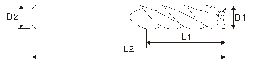 Fresa de extremo de 3 filos EMT09 (para aluminio)