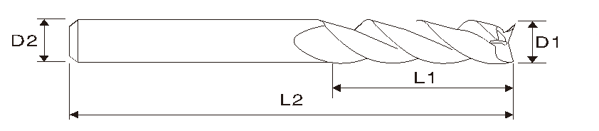 Fresa de extremo de 3 filos EME04 (Larga longitud)