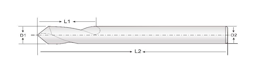 Fresa de carburo de 2 filos, Serie 3D. 5D. 8D. 12D